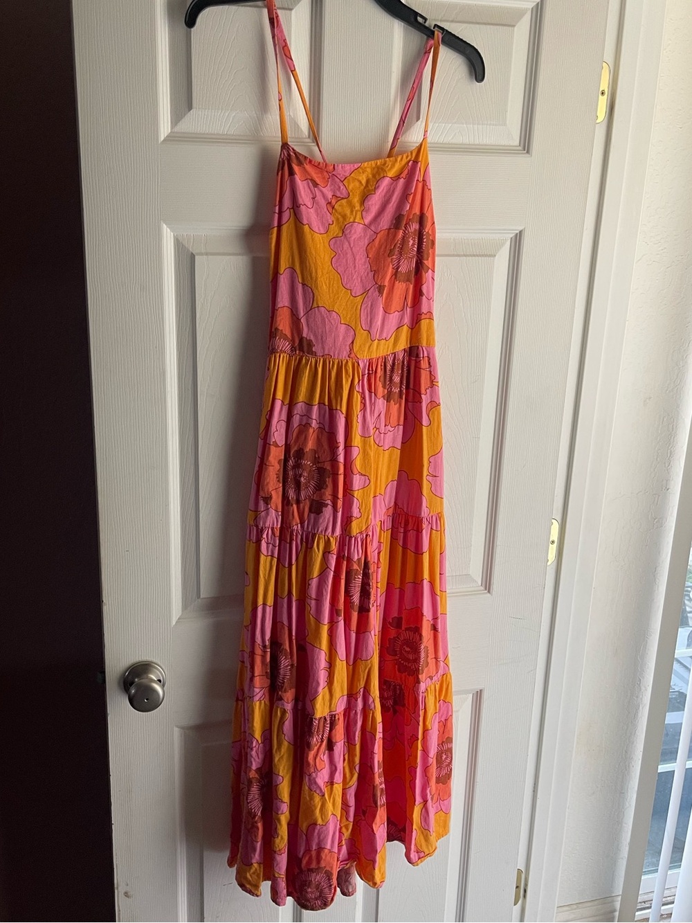 GAP Pink and Orange Smocked Colorblock Sundress
